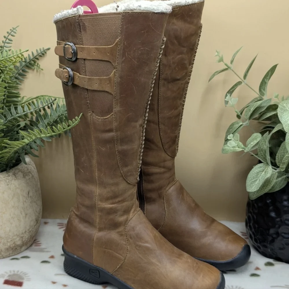 Keen Bern Baby Bern Brown Leather Women's Size 5 Tall Boots Youth 3/3.5